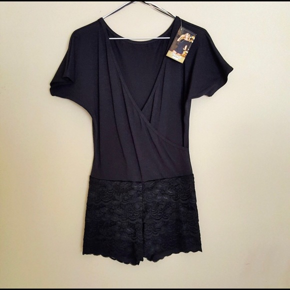 Sexy Mapale Black Lace Reversible Romper in Size M - Picture 2 of 6